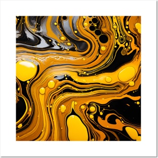 Midnight and Gold Liquid Artistry Posters and Art